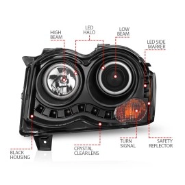 Anzo 111213 - Projector Headlights w/ RX Halo (Black Housing, Clear Lens)
