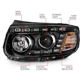 Anzo 111237 - Projector Headlights w/ LED Block (Black Housing, Clear Lens)