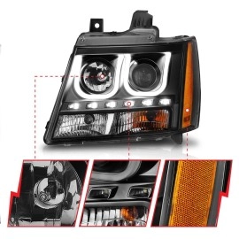 Anzo 111273 - Projector Headlights w/ U-Bar Halo (Black Housing, Clear Lens)