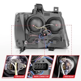 Anzo 111273 - Projector Headlights w/ U-Bar Halo (Black Housing, Clear Lens)