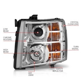 Anzo 111282 - Projector Headlights w/ U-Bar Halo (Chrome Housing, Clear Lens)