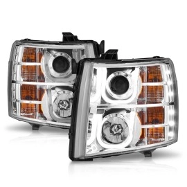 Anzo 111282 - Projector Headlights w/ U-Bar Halo (Chrome Housing, Clear Lens)