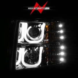 Anzo 111282 - Projector Headlights w/ U-Bar Halo (Chrome Housing, Clear Lens)