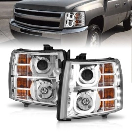 Anzo 111282 - Projector Headlights w/ U-Bar Halo (Chrome Housing, Clear Lens)