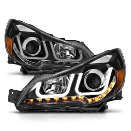 Anzo 111285 - Projector Headlights w/ U-Bar Halo (Black Housing, Clear Lens)