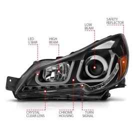 Anzo 111285 - Projector Headlights w/ U-Bar Halo (Black Housing, Clear Lens)