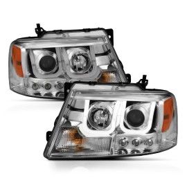 Anzo 111287 - Projector Headlights w/ U-Bar Halo (Chrome Housing, Clear Lens)