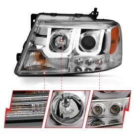 Anzo 111287 - Projector Headlights w/ U-Bar Halo (Chrome Housing, Clear Lens)