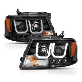 Anzo 111288 - Projector Headlights w/ U-Bar Halo (Black Housing, Clear Lens)