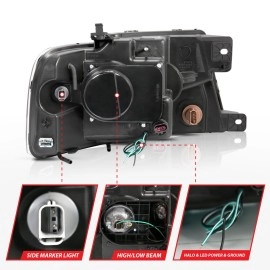 Anzo 111288 - Projector Headlights w/ U-Bar Halo (Black Housing, Clear Lens)