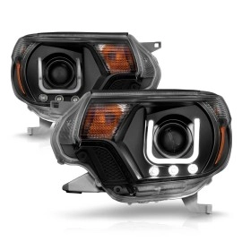 Anzo 111290 - Projector Headlights w/ U-Bar Halo (Black Housing, Clear Lens)