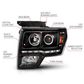 Anzo 111298 - G2 Projector Headlights w/ RX Halo (Black Housing, Clear Lens)