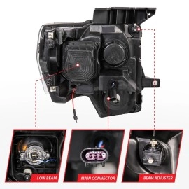 Anzo 111298 - G2 Projector Headlights w/ RX Halo (Black Housing, Clear Lens)