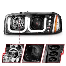 Anzo 111303 - Projector Headlights w/ U-Bar Halo (Black Housing, Clear Lens)