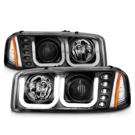 Anzo 111303 - Projector Headlights w/ U-Bar Halo (Black Housing, Clear Lens)