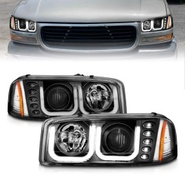 Anzo 111303 - Projector Headlights w/ U-Bar Halo (Black Housing, Clear Lens)