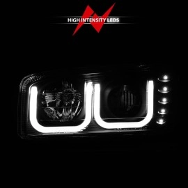 Anzo 111303 - Projector Headlights w/ U-Bar Halo (Black Housing, Clear Lens)
