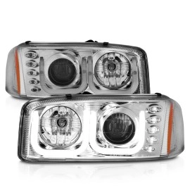 Anzo 111304 - Projector Headlights w/ U-Bar Halo (Chrome Housing, Clear Lens)