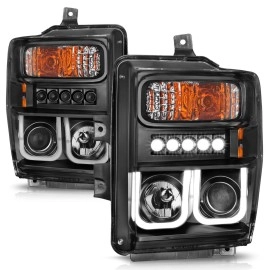 Anzo 111305 - Projector Headlights w/ U-Bar Halo (Black Housing, Clear Lens)