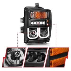 Anzo 111305 - Projector Headlights w/ U-Bar Halo (Black Housing, Clear Lens)