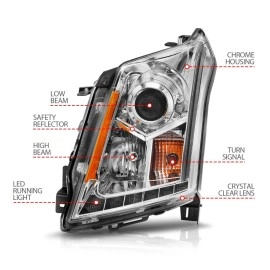 Anzo 111307 - Plank Style Projector Headlights (Chrome Housing, Clear Lens)