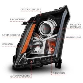 Anzo 111308 - Plank Style Projector Headlights (Black Housing, Clear Lens)