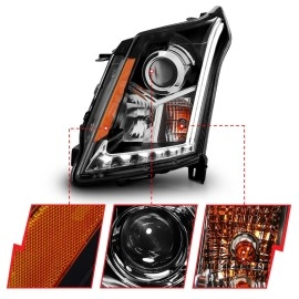 Anzo 111308 - Plank Style Projector Headlights (Black Housing, Clear Lens)