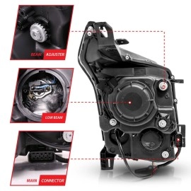 Anzo 111308 - Plank Style Projector Headlights (Black Housing, Clear Lens)