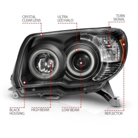 Anzo 111320 - Projector Headlights w/ RX Halo (Black Housing, Clear Lens)