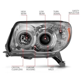 Anzo 111321 - Projector Headlights w/ RX Halo (Chrome Housing, Clear Lens)