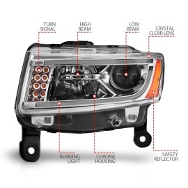 Anzo 111328 - Plank Style Projector Headlights (Chrome Housing, Clear Lens)