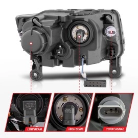 Anzo 111329 - Plank Style Projector Headlights (Black Housing, Clear Lens)