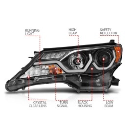 Anzo 111332 - Plank Style Projector Headlights (Black Housing, Clear Lens)