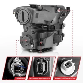 Anzo 111347 - Plank Style Projector Headlights (Black Housing, Clear Lens)