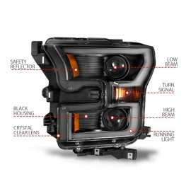 Anzo 111347 - Plank Style Projector Headlights (Black Housing, Clear Lens)