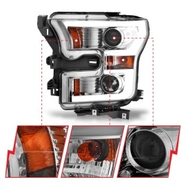 Anzo 111348 - Plank Style Projector Headlights (Chrome Housing, Clear Lens)