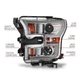 Anzo 111348 - Plank Style Projector Headlights (Chrome Housing, Clear Lens)