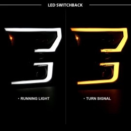 Anzo 111357 - Plank Style Projector Headlights w/ Switchback Lights (Black Housing, Clear Lens)