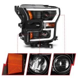 Anzo 111357 - Plank Style Projector Headlights w/ Switchback Lights (Black Housing, Clear Lens)