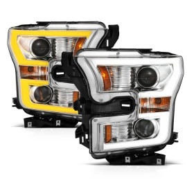 Anzo 111358 - Plank Style Projector Headlights w/ Switchback Lights (Chrome Housing, Clear Lens)