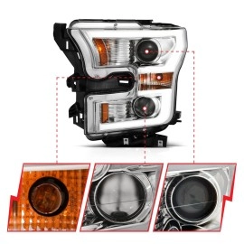 Anzo 111358 - Plank Style Projector Headlights w/ Switchback Lights (Chrome Housing, Clear Lens)