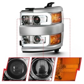 Anzo 111360 - Plank Style Projector Headlights (Chrome Housing, Clear Lens)