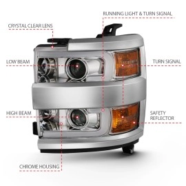 Anzo 111360 - Plank Style Projector Headlights (Chrome Housing, Clear Lens)