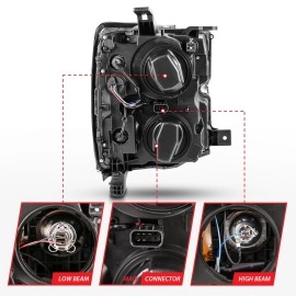 Anzo 111360 - Plank Style Projector Headlights (Chrome Housing, Clear Lens)