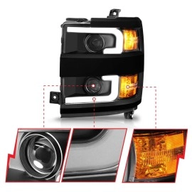 Anzo 111363 - Plank Style Projector Headlights (Black Housing, Clear Lens)