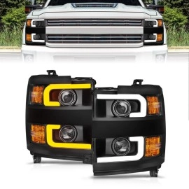 Anzo 111364 - Projector Headlights w/ Switchback Signal (Black Housing, Clear Lens)
