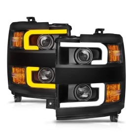 Anzo 111364 - Projector Headlights w/ Switchback Signal (Black Housing, Clear Lens)