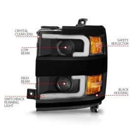 Anzo 111364 - Projector Headlights w/ Switchback Signal (Black Housing, Clear Lens)