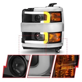 Anzo 111365 - Projector Headlights w/ Switchback Signal (Black Housing, Clear Lens)