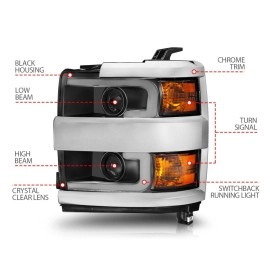 Anzo 111365 - Projector Headlights w/ Switchback Signal (Black Housing, Clear Lens)